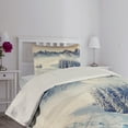 thumbnail image 4 of Ambesonne Black White Quilted Coverlet 2 Pcs, Snowy Winter View, Twin Size, Blue Grey White, 4 of 5