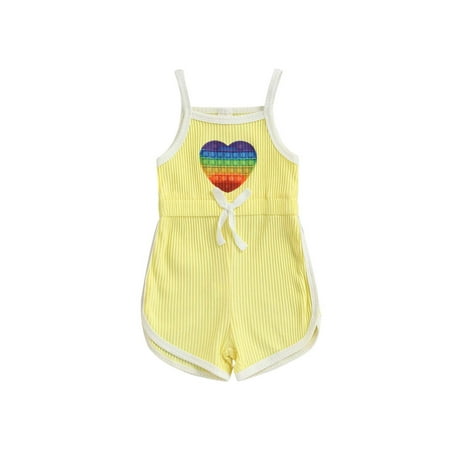 

Calsunbaby Infants Girls Casual Playsuit Sleeveless Square Collar Push Bubbles Fidget Toy Heart Shaped Print One-piece Romper
