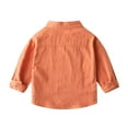 thumbnail image 3 of GYRATEDREAM Toddler Baby Boys' Long Sleeve Shirts Kids Classic Collared Button-Down Tshirt Solid Cotton Top Light Red for 2-9Y, 3 of 5