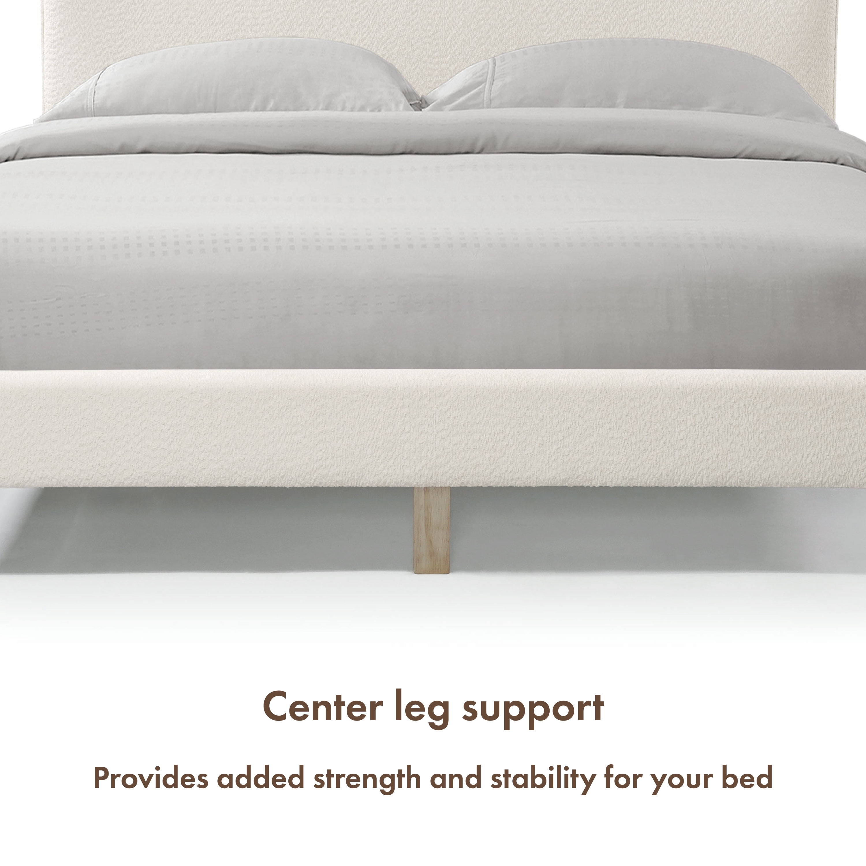 Furniture of America Celia Mattress Ready Boucle Fabric Adult Bed, White, Queen