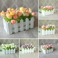 thumbnail image 2 of 1 Set White Wooden Fence Artificial Flower Floral Holder Home Garden Decor, 2 of 7