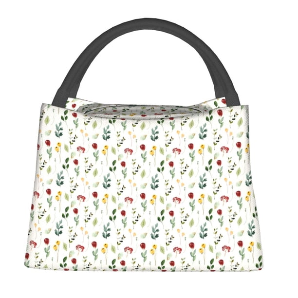 Easygdp Mini Wildflower Watercolor Bolsa de Almuerzo Insulada Reutilizable, Bolsa de Mano y Bandolera para Oficina, Trabajo, Viajes