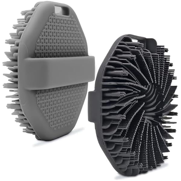 wonima11 2-Pack Silicone Body Scrubber Shower Brushes,Exfoliating Body Scrubber for All Skin Type, Eco Friendly Shower Scrubber for Body, Silicone Body Brush for Showering(Black & Gray)