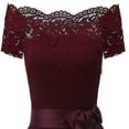 thumbnail image 3 of Jdlsppl Women's Short Sleeve Midi Dress Ladies Lace Off the Shoulder High Low Bowknot Vintage Banquet Dinner Formal Cocktail Evening Party Homecoming Skater Dresses Burgundy Medium, 3 of 4