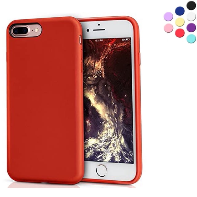 Entronix Funda de Silicona para iPhone 7 Plus/8 Plus, Suave Al Tacto, Antiarañazos y a Prueba de Golpes, Color Rojo