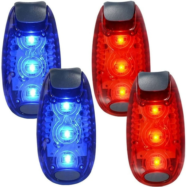 ShenMo 4 pièces lumières LED de sécurité pour les bateaux à vélo coureurs,  lampes à pince haute visibilité pour la course à pied, le jogging 