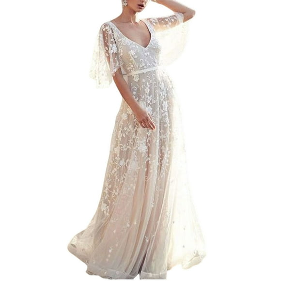Decodeary V-neck Dress Party Outfit Wedding Costume Multipurpose Short-sleeve Softness Supple to Touch Ins Style Club Dresses L