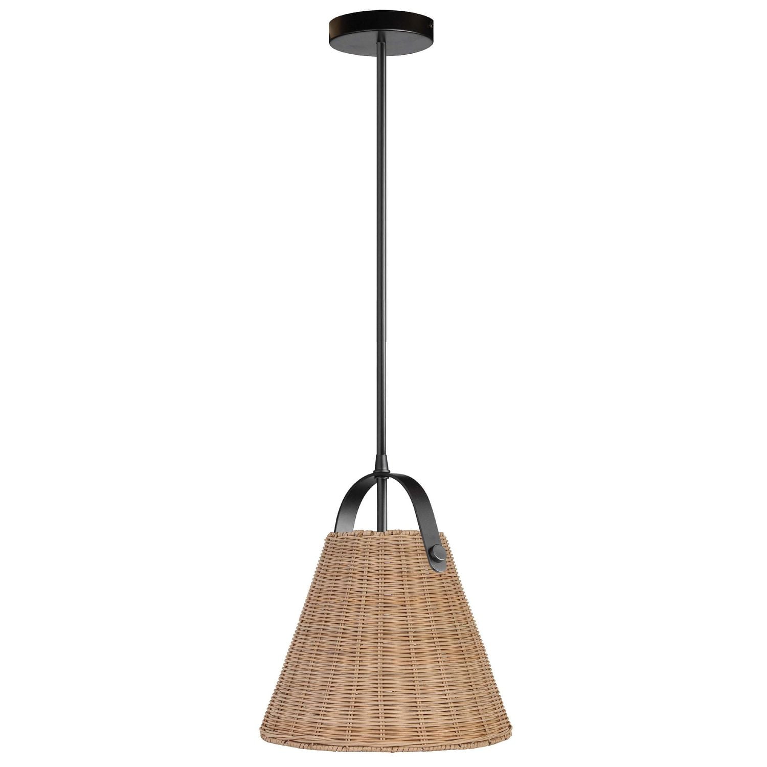Shenandoah 1 Light Pendant - Matte Black - Wicker Shade