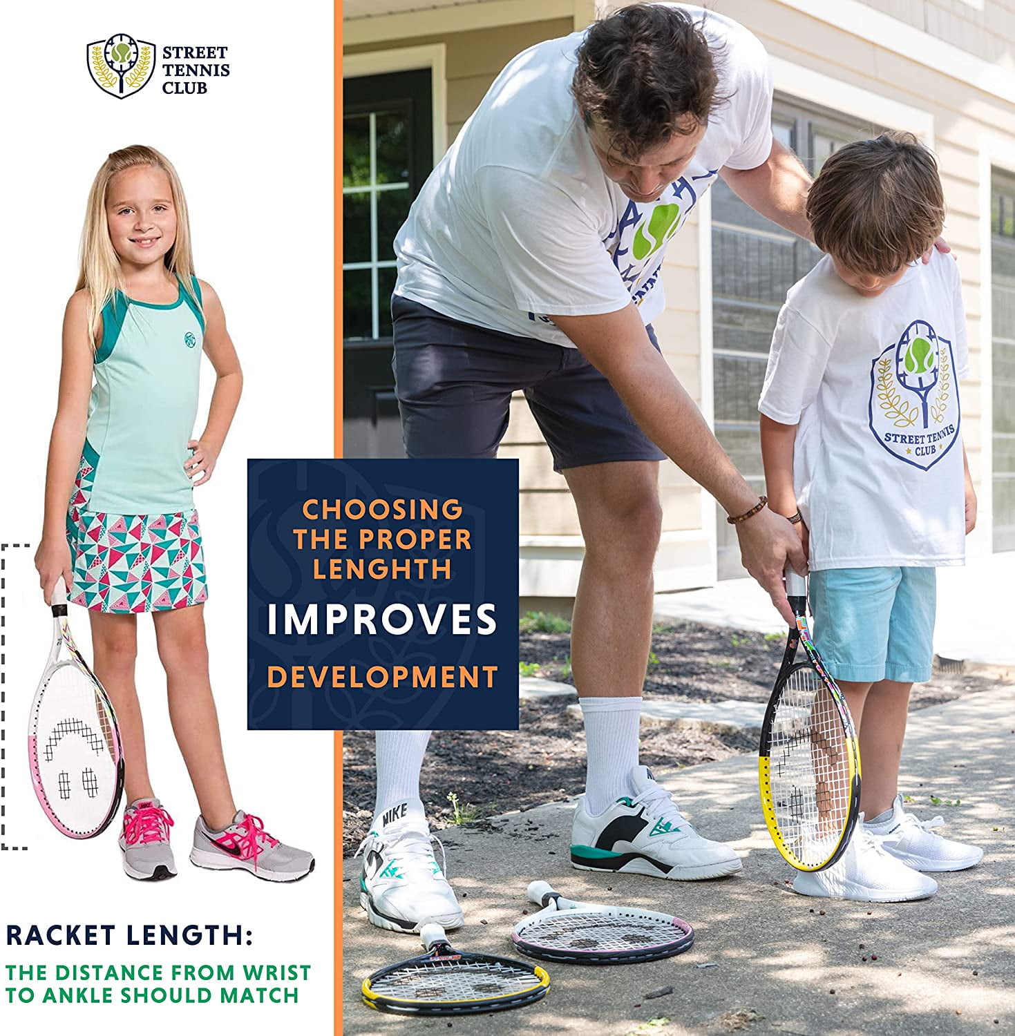 Tennis Racket for Kids with Training Videos by Street Tennis Club - Proper Equipment Helps You Learn Faster and Play Better - 21" Pink/White