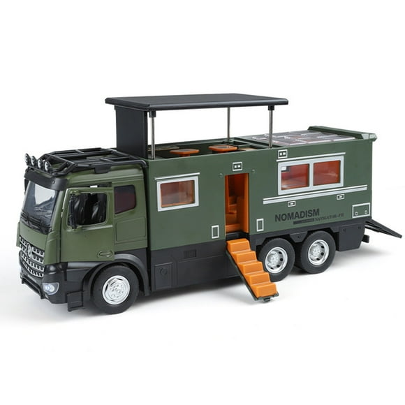 Modèle de RV Tout-Terrain en Alliage Vert à l'Échelle 1:18 avec Effets Sonores et Lumineux - Longueur 28cm, Poids 655g, Construction en Alliage de Zinc et Plastique, Phares Fonctionnels, Miroirs Pliables, Fonction de Cabine, Son de Klaxon