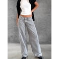 thumbnail image 5 of Women Y2k Low Rise Baggy Jeans Loose Fit Boyfriend Straight Wide Leg Trendy Stretch Long Denim Pants Grayish Blue XS, 5 of 7