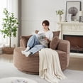 thumbnail image 4 of Leumius 55" Oversized Round Swivel Accent Chair,Upholstered Corduroy 360 Degree Swivel Chair for Living Room, Bedroom, Lounge and Projection Room,Brown, 4 of 11