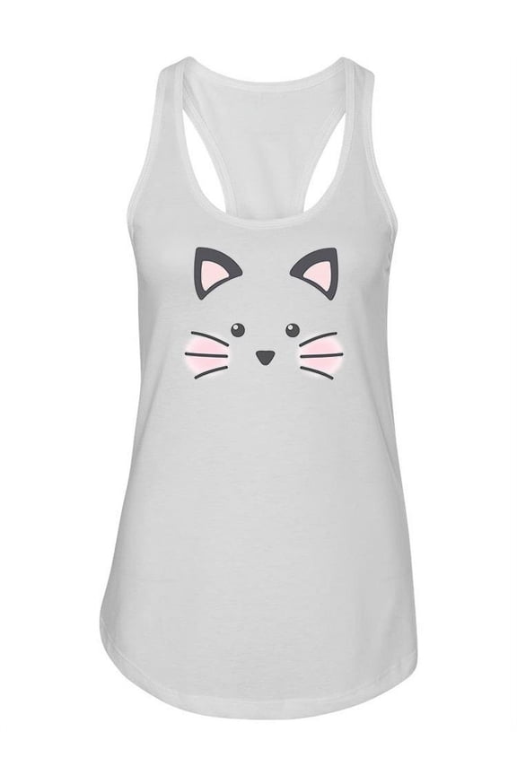 A Cute Cat Face Tank Women -Image by Shutterstock, Female Large