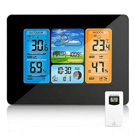 LEEYNEER Wireless Weather Station Indoor and Outdoor Thermometer Forecast Temperature Humidity Monitoring Barometer