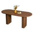 thumbnail image 4 of 70.8 Inch  Dining Table for Rustic Farmhouse, Oval Kitchen Dining Room Table with Wooden Base for Meeting Room Reception Room (Walnut), 4 of 5