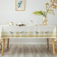 thumbnail image 4 of Rustic Tablecloth Classic Forest Green Plant Leaf Printed Linen Fabric Table Cover Farmhouse Decoration 60x84 inches Rectangle/Oblong Ivory/OliveGreen for Kitchen Dining, 4 of 6