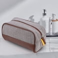 thumbnail image 4 of Uadme Bolsas de cosméticos Algodón Lino PU Impermeable Resistente al Desgaste Bolsa de Almacenamiento de Lavado portátil para Viaje de Negocios Vacaciones Aparato de Aseo(marrón), 4 of 9