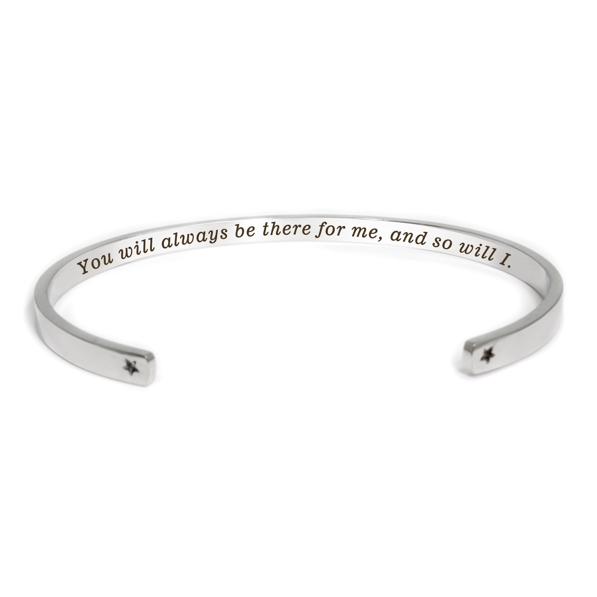 "You will always be there…" Adjustable Silver Stainless Steel Cuff Bangle Mother's Day Gift Set