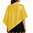 thumbnail image 6 of Fewfanhot Sequin Satin Trim Triangle Poncho Shawl, Sparkly Loose Cape Wrap for Women Evening Themed Party Wedding, 6 of 7