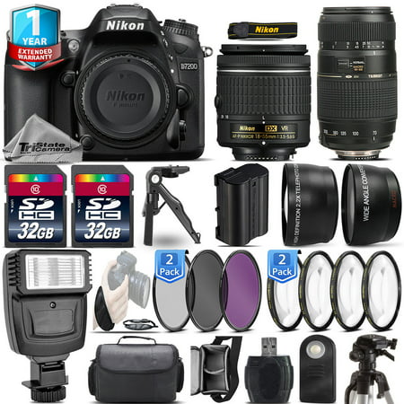 Nikon D7200 DSLR Camera + 18-55mm VR + 70-300mm + 1yr Warranty + Remote + (Nikon D7200 Best Price In Usa)