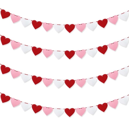 Taicans Valentine's Day Banner Decorations - Heart Shaped Paper Bunting Flags Garland for Party,Wedding,Baby Shower Home Wall Decor,Romantic Holiday Decorations