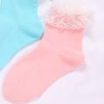 thumbnail image 7 of Womens Ruffle Socks Fancy Lace Trim Ankle Socks Breathable Super Soft Pink 3 Pairs, 7 of 7