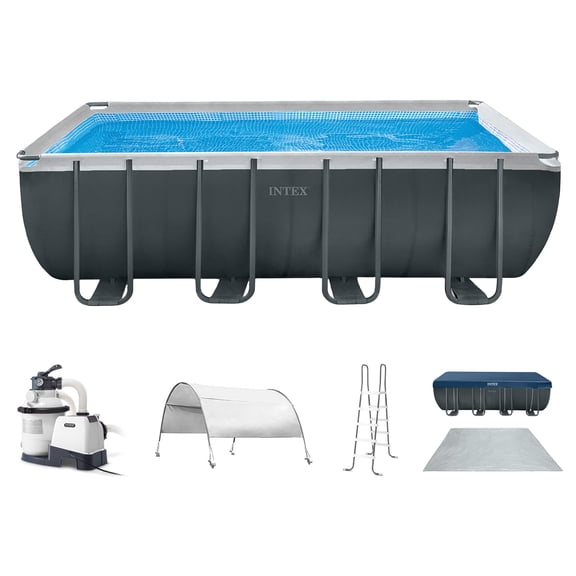 Intex 18Ft x 52In Ultra XTR Rectangular Frame Swimming Pool Kit with Canopy