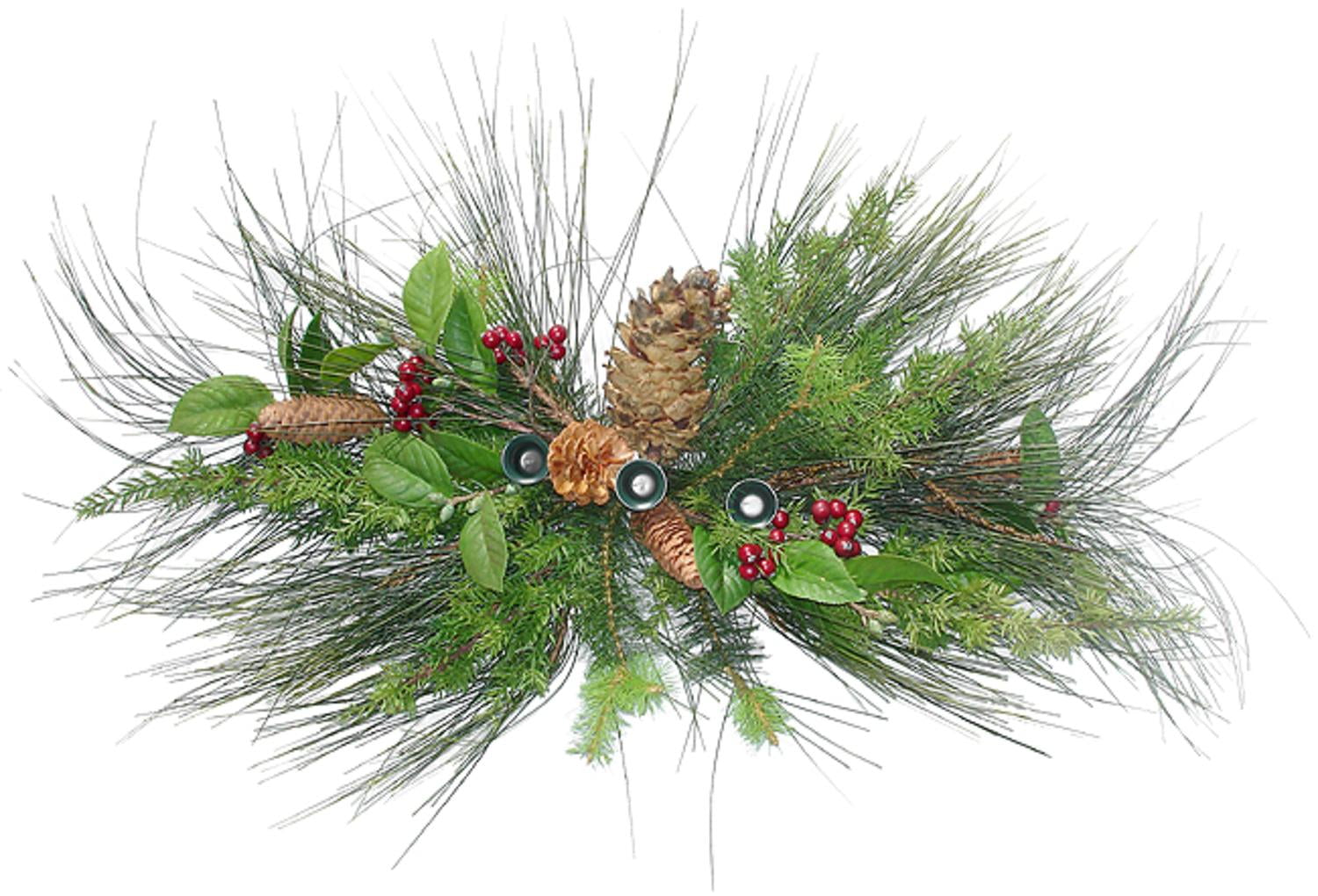 Set Of 2 Berry &amp; Christmas Pine Candle Holder Centerpieces - Walmart