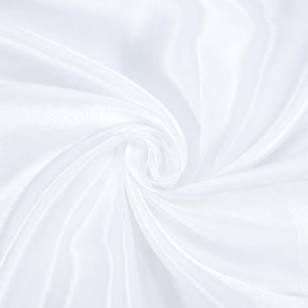 Tela satinada brillante de 5,4 yardas por yarda, tela de poliéster de 60 pulgadas, material de costura para manteles, vestidos de boda, fiestas, fondos, manualidades DIY, color blanco