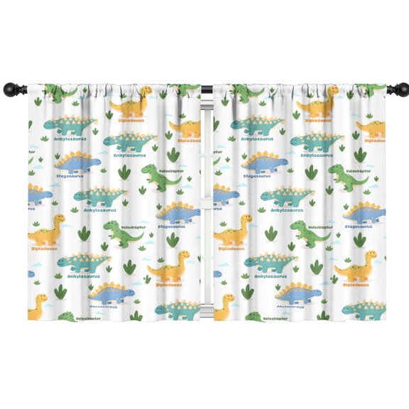 Blackout Kids Curtains,Green Dinosaurs Cacti Pattern Childrens Insulated Curtains Set Of 2,Bedroom Essentials,Toddler Room Decor 42"x54"