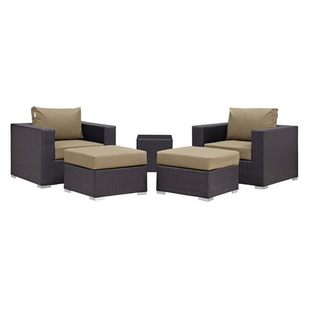 Modway Convene 5 Piece Outdoor Patio Sectional Set, Multiple Colors