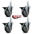 thumbnail image 2 of 4 Inch Thermoplastic Rubber Swivel 3/4 Inch Square Stem Caster Set with Brake, 2 of 2