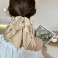 thumbnail image 6 of 4PCS Bow Silk Hair Scrunchies, Hair Ties with Bows and Pearl Desgin, Satin Hair Ribbon Scrunchy Ponytail Holder Hair Accessories for Women and Girls, 6 of 6