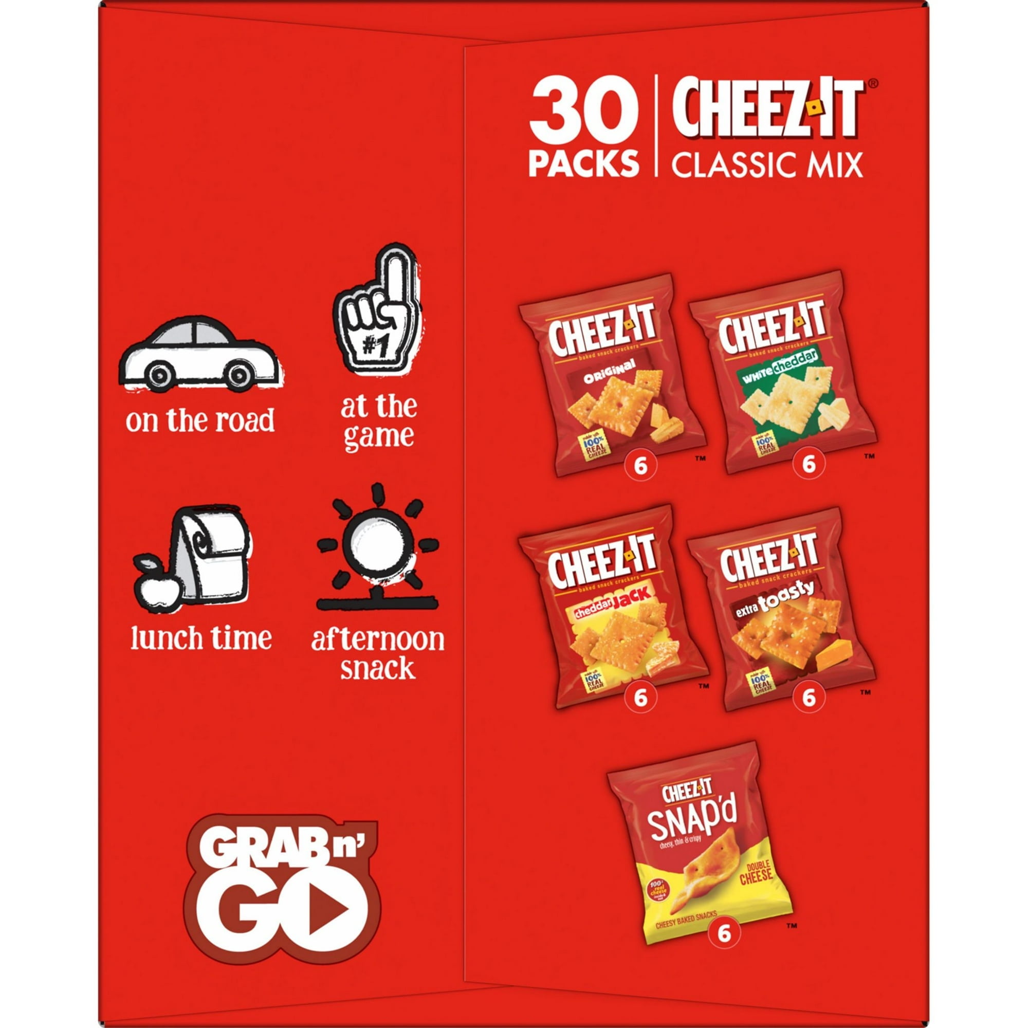 Cheez-It Variety Pack Cheese Crackers, Baked Snack Crackers, 30 Count - 2 pack