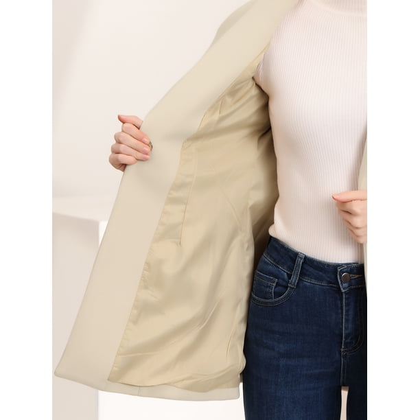 Abrigo elegante de trabajo con cuello de solapa y botones para