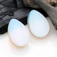 thumbnail image 3 of A Pair of Opalite Stone Teardrop Double Flared Ear Gauge Plug, 3 of 3
