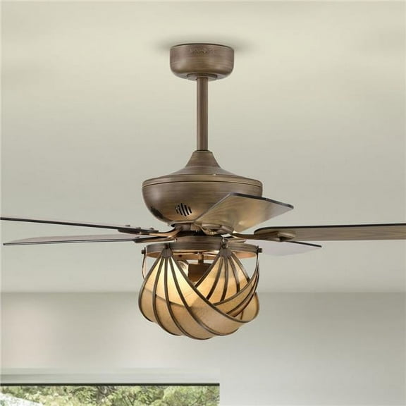Parchman 52 in. 2-Light Indoor Faux Wood Grain Finish Ceiling Fan with Light Kit