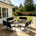 thumbnail image 4 of Lofka 8-Piece Patio Furniture Set, All-Weather Wicker Conversation Set with 2 Loveseats, 4 Chairs, 2 Glass Coffee Tables, Outdoor Furniture for Backyard, Balcony, Deck, Porch, Gray, 4 of 12