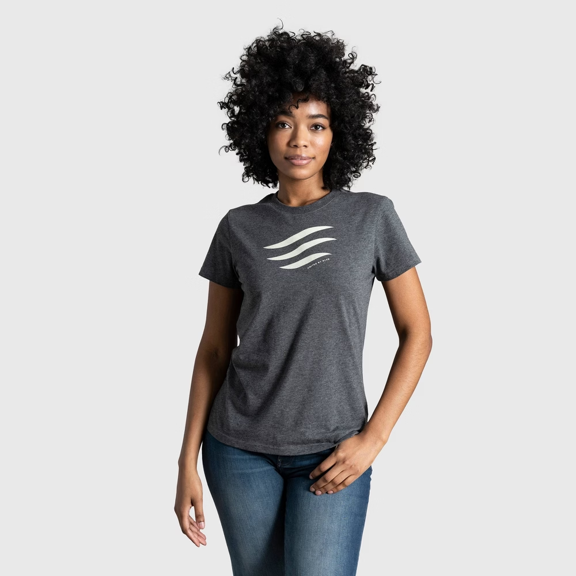 United By Blue Women's Organic Logo Waves Graphic T-Shirt - Charcoal, XL