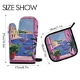thumbnail image 2 of Yayeee Oven Mitts and Pot Holder Set of 2 Heat Resistant Kitchen Gloves Baking Hot Pad, Purple Window Scene, 2 of 5