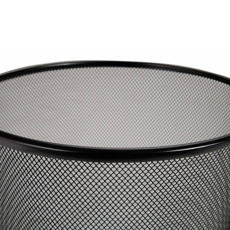 Round Wastebaskets, 6 gal, Steel, Black Round Wastebaskets, 6 gal, Steel, Black
