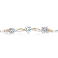 thumbnail image 2 of Gem Stone King 925 Silver and 10K Yellow Gold Sky Blue Aquamarine and Lab Grown Diamond Bracelet for Women | 1.95 Cttw | Gemstone April Birthstone | Round 5MM | Fully Adjustable 9 inch, 2 of 5