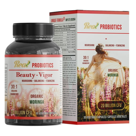 Unique Formula Supplément de Probiotiques Beauté avec de la Canneberge Bio, du Moringa Bio 30 Capsules