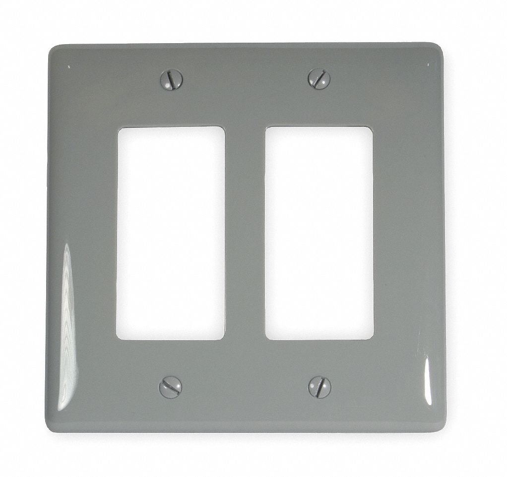 HUBBELL WIRING DEVICE-KELLEMS NP262GY Rocker Wall Plate,2 Gang,Gray