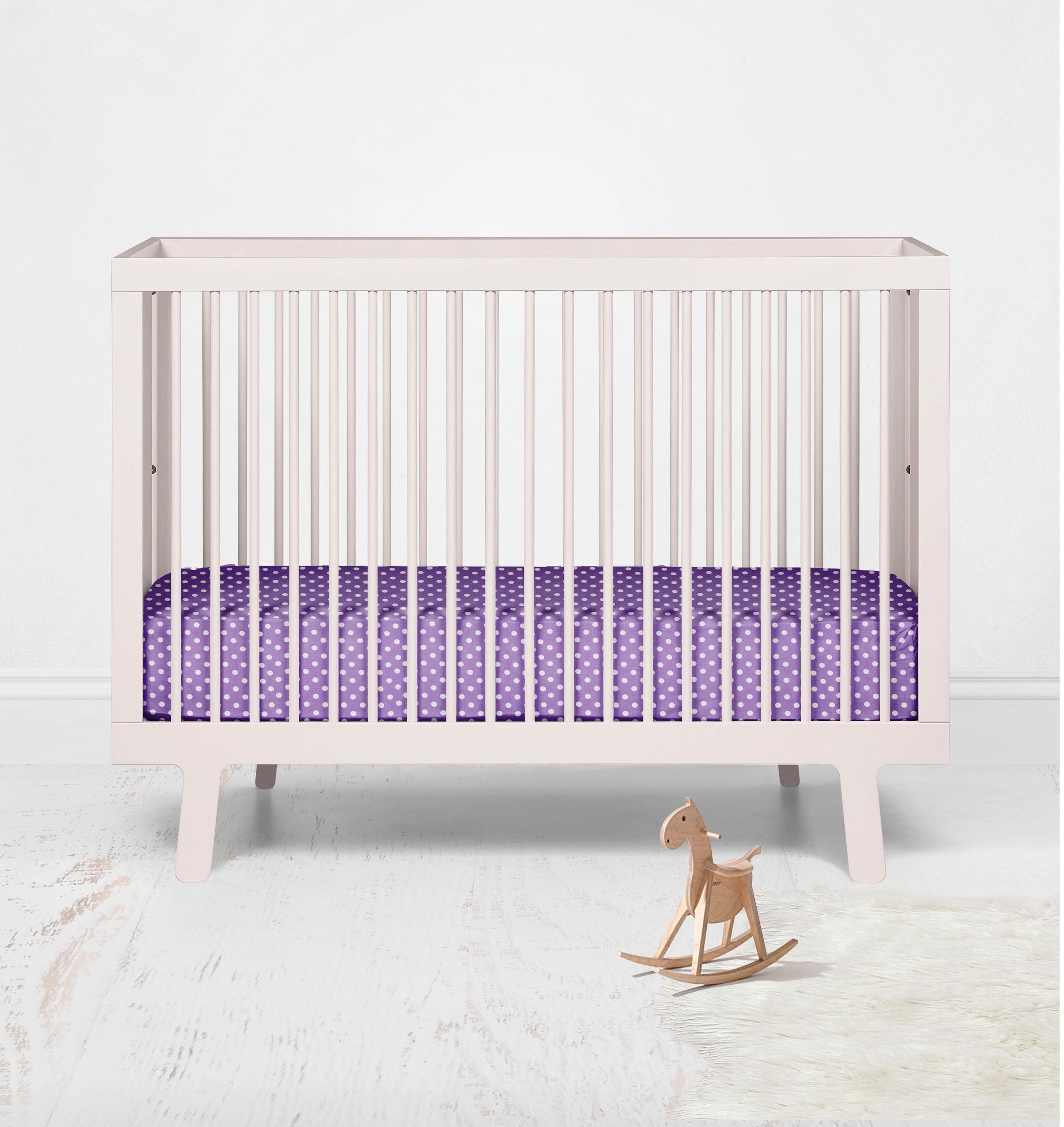 Bacati - Pin Dots Purple Toddler Bedding/Sheet Set 100% Cotton Percale