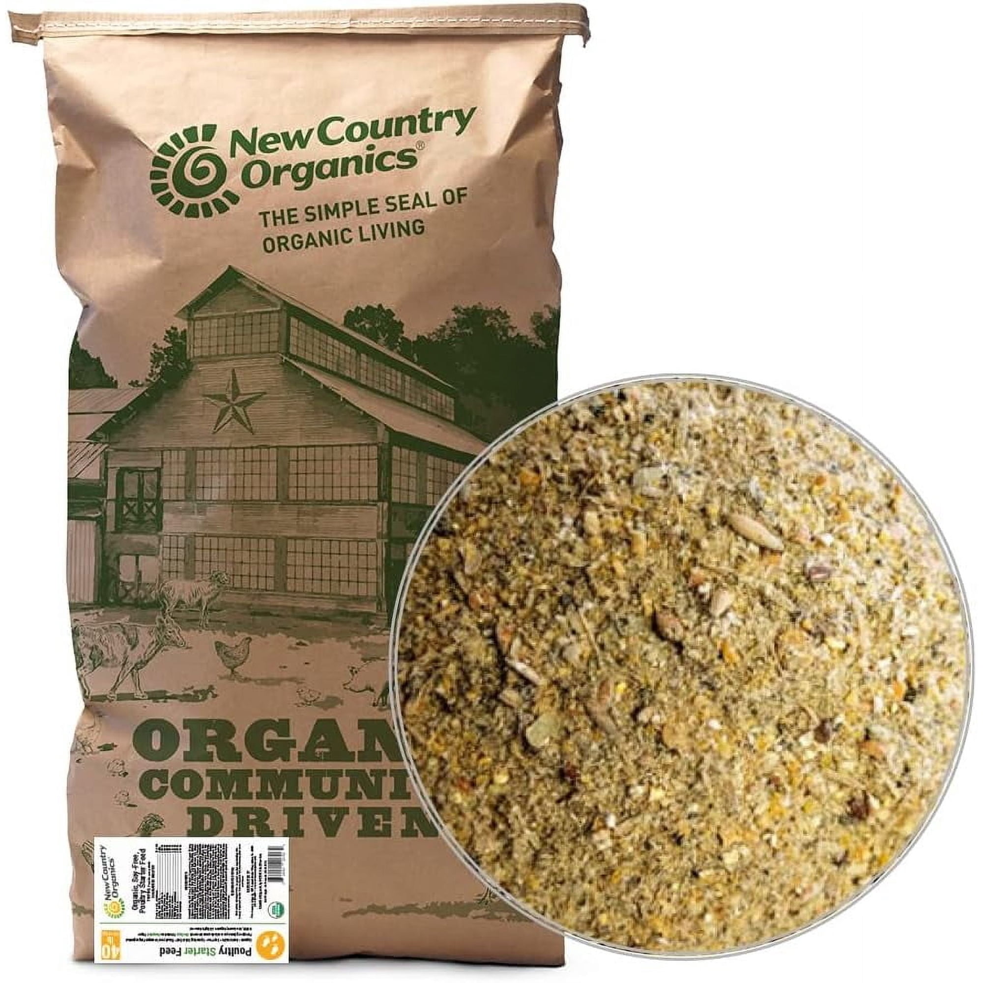 New Country Organics | Starter Feed for Baby Chicks | Soy-Free | 21% Protein | Certified Organic and Non-GMO | 40 lbs