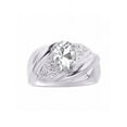 thumbnail image 1 of RYLOS Bagues pour Femmes Bague en Argent Sterling Ovale 8X6MM Pierre Précieuse & Diamants Design Classique Topaze Blanche d'Avril Bijoux pour Femmes Taille 9, 1 of 7