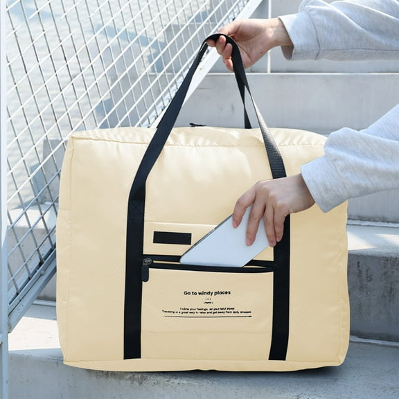 Foldable Carry on Luggage Bag, Water Resistant Packable Duffel for Airplane Travel, Large Capacity Storage Organizer for Business Trip, Weekender Travel Bag