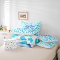 thumbnail image 5 of Homewish Blue Cartoon Bowknot Twin Bedding Sets 7-Piece for Kids, Princess Ribbon Style Bedding Comforter Set, Modern Cheetah Print Reversible Sheet Sets, Lightweight Room Decor, 5 of 7