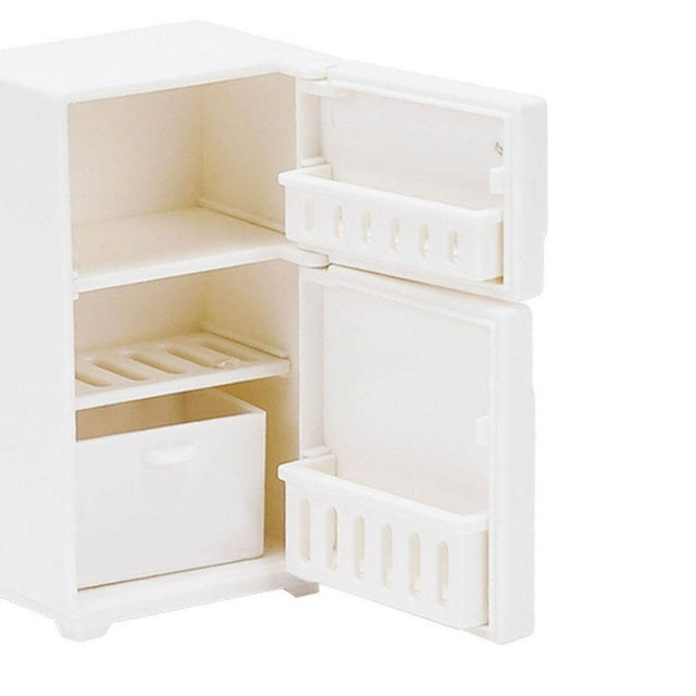 Mini Réfrigérateur Décoration Mode Meuble Modèle Maison de Poupée Mini pour Maison de Poupée 1:6 Blanc